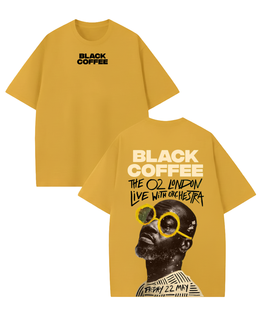 Yellow Black Coffee T-shirt concept with back graphic