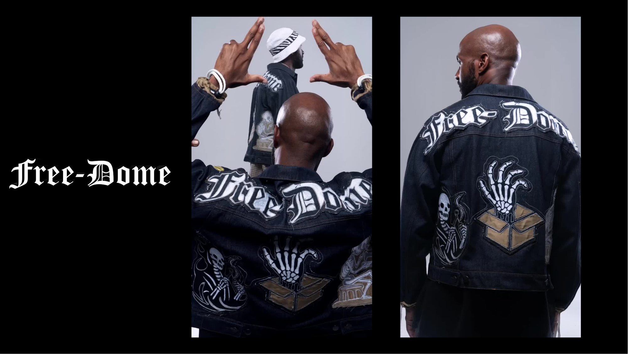 Free-Dome custom denim jacket concept board