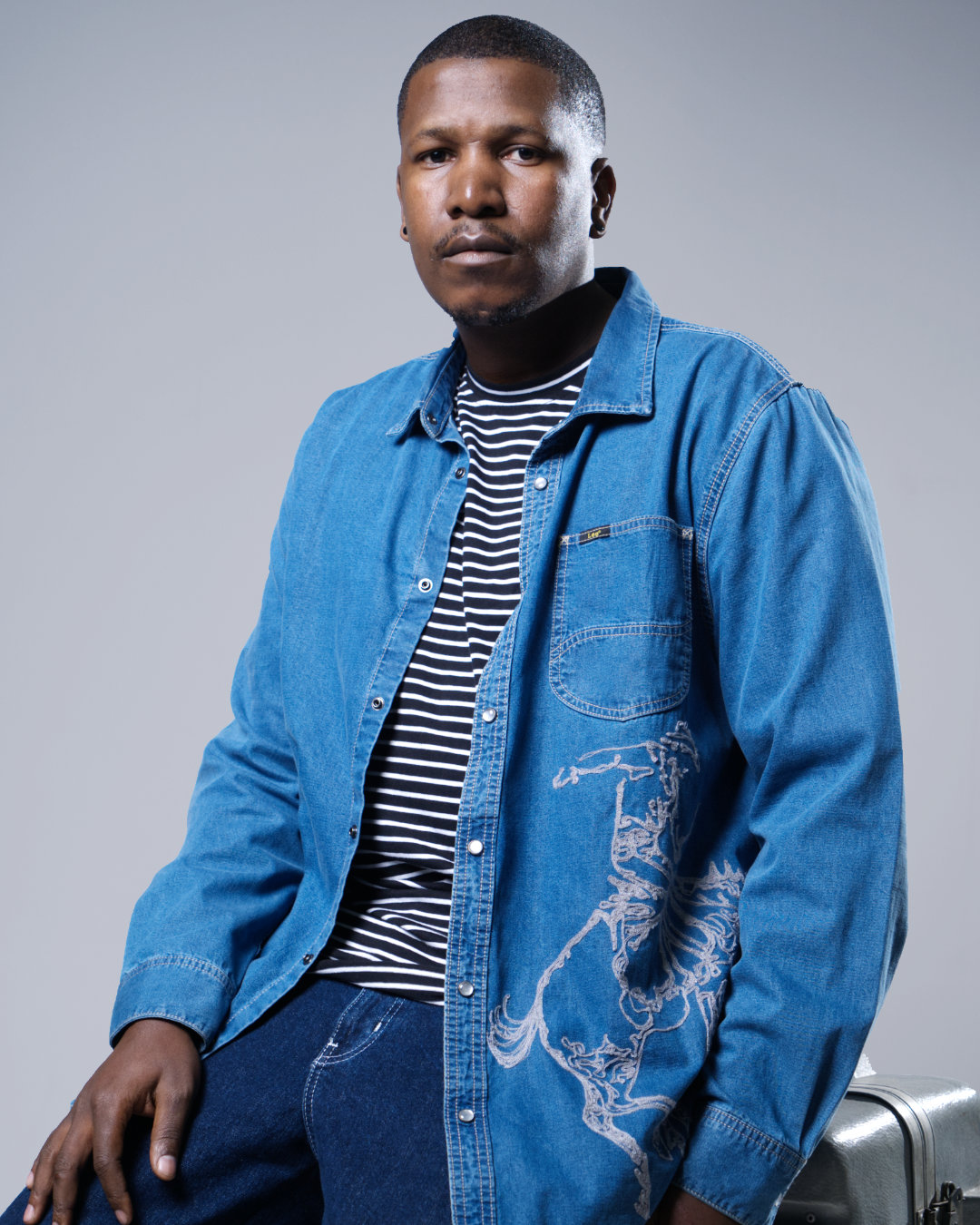Lee Custom Series portrait in embroidered denim shirt